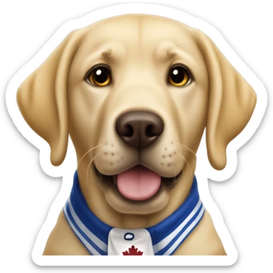 Yellow Labrador wearing a Toronto maple leaf jersey  sticker