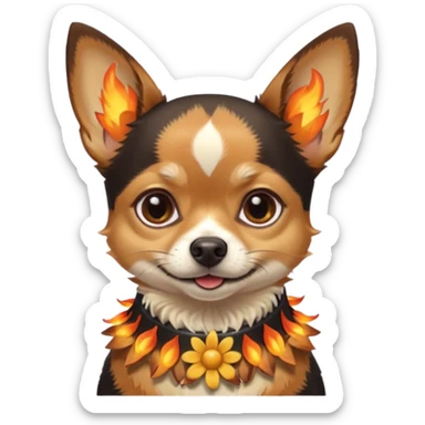 Chihuahua noir marron et feu  daisy sticker