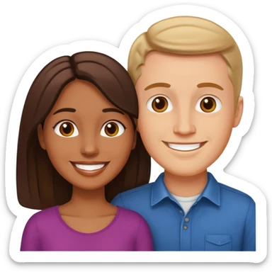 Pareja romántica el hombre blanco y la mujer morena sticker