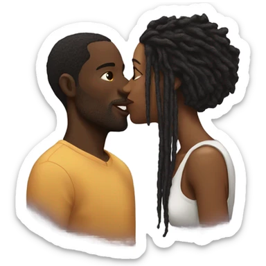 Black man with dreads kissing brunette woman sticker