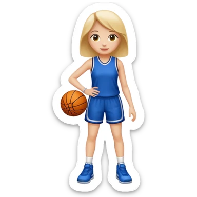 full body apple-style emoji of a basketball girl, September theme back to ball, standing with a sporty bag, back to school vibe, no basketball sticker