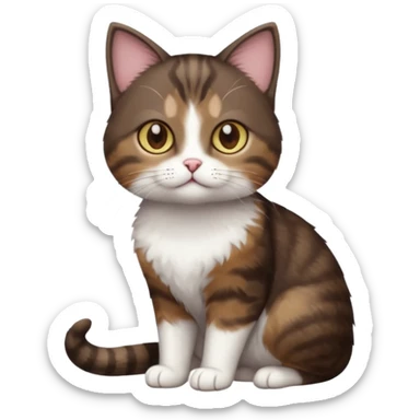 full body small short hair dark brown and white cat with hazel eyes sticker