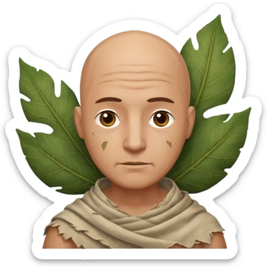 ancient man bold head, tattered leaf cloth sticker