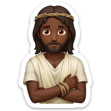 Dark skin christ Jesus injured ropes around wrist sticker