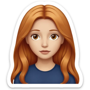 girlfriend with long dark strawberry blonde hair middle part with brown eyes sticker