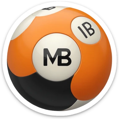 Pool ball back ball with the “MB” written on it. sticker