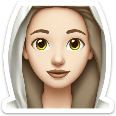 White girl with Brown hair and blue eyes wears a Green colored skincare clay textured mask and puts on cucumbers around her eyes while She relaxes in her white Robe sticker