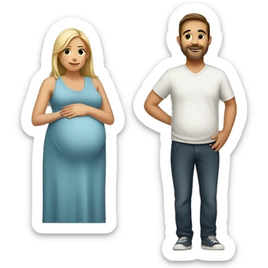 A pregnant woman with her husband  sticker