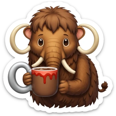 A mammoth who drinks a hot chocolate sticker