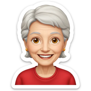 elderly woman with red shirt sticker