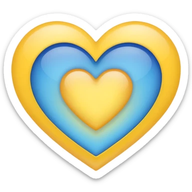 blue and yellow gradient blended heart, classic emoji style sticker