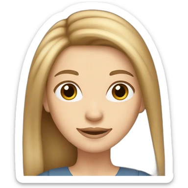 white-skinned woman with light brown hair combed with a line in the middle and entrepreneurial long hair sticker