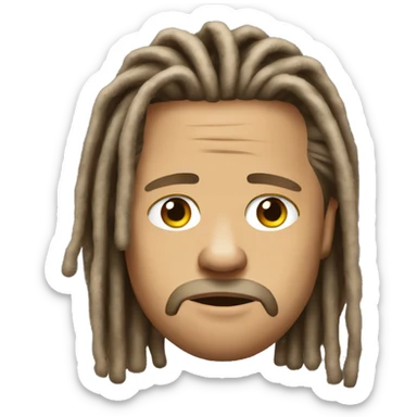 sad brad pitt with dreadlocks realistic sticker