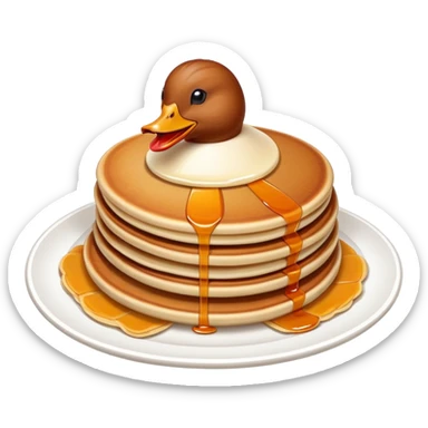 Beijing Peking Duck with crispy skin and pancakes, simplified emoji style with bold outlines and bright colors, cartoon style China's national dish sticker