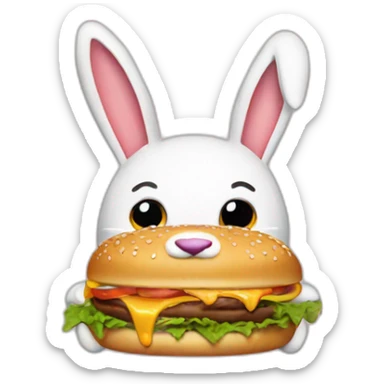 Bad bunny eating a burger sticker