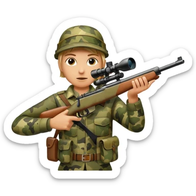 deer hunting. bolt action rifle with a scope mounted to the top of the gun barrel  sticker