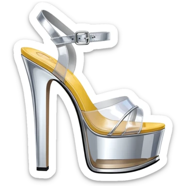 ultra realistic platform clear translucent high heel sandals metallic chrom bottoms sticker