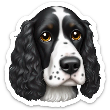 black and white english cocker spaniel eith nose spots sticker