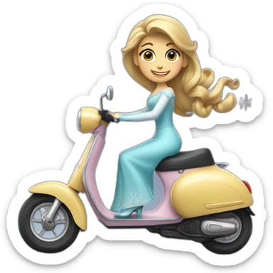 La reine des neiges sur un scooter sticker