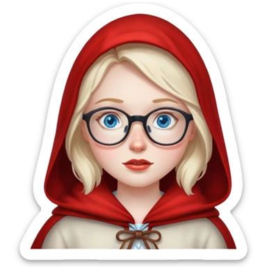 Little red Riding Hood with pale skin and a lot of freckles, blue eyes and glasses sticker