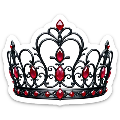 Black Gothic tiara with ruby jewels  sticker