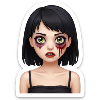 Faça uma mulher zumbi de franja cabelo longo preto com tub top preto e delineado  sticker