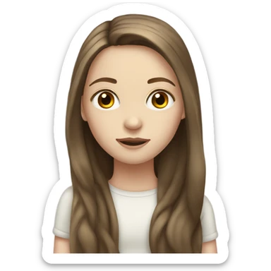 Pale girl with long brown hair hazel eyes sticker