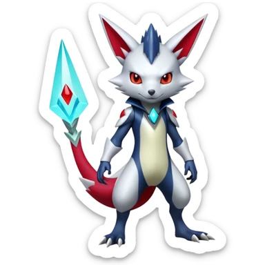  Cool Edgy Shiny Futuristic Ethereal Handsome Zangoose-Sneasel-Digimon-hybrid full body sticker