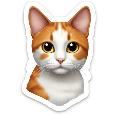 realistic orange white and black calico cat with slit pupils sticker