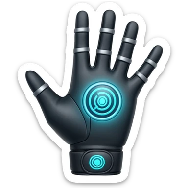 Minimal emoji of a futuristic nano-tech glove with subtle glowing lines, flat sci-fi wearable icon sticker