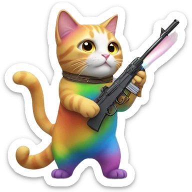 rainbow cat shooting rainbow from his hutt sticker