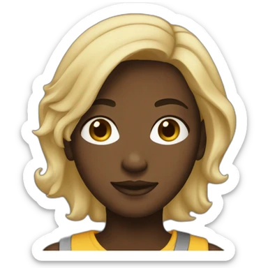A dark-skinned young adult with half-black, half-blond hair. sticker
