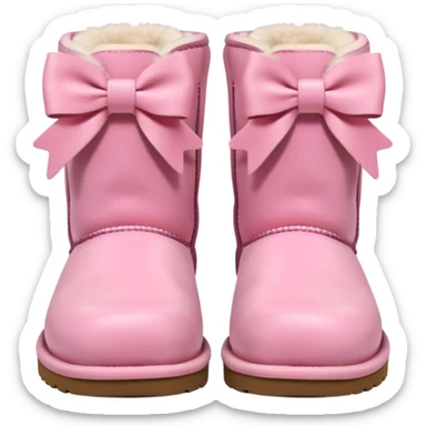 realistic pastel pink uggs with bows on the back, shoes facing the same way sticker