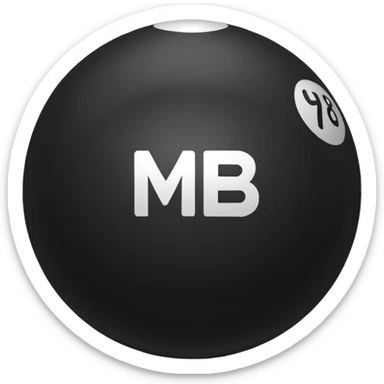 Pool ball back ball with the “MB” written on it. sticker