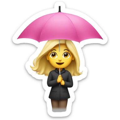 Blond girl holding pink umbrella above head sticker
