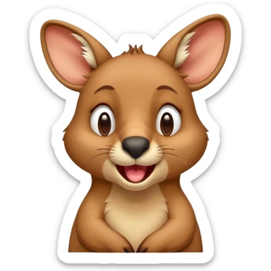 Cinematic Realistic Cute Yawning Kangaroo Portrait Emoji, Head tilted slightly with a dramatic, wide-open yawn, showcasing a soft, textured tawny coat with gently drooping ears and half-closed, drowsy eyes, rendered in exquisite natural detail, high shine, relaxed yet expressive, styled with a dash of rustic charm, soft glowing outline, capturing the essence of a sleepy yet affectionate kangaroo that appears ready to stretch out and settle into a peaceful nap! sticker