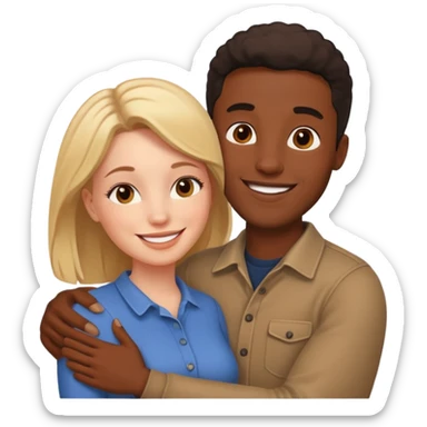 Romance - feeling of excitement associated with love - black man and white woman together sticker