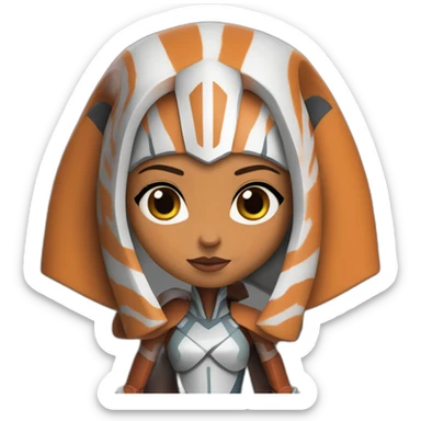 Sexy Ahsoka Tano (superhero pose) (portrait, front facing, Apple iOS 17 style) (small horns) sticker