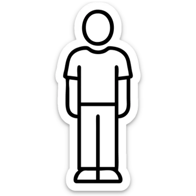 Outline icon of person in casual outfit, standing sticker