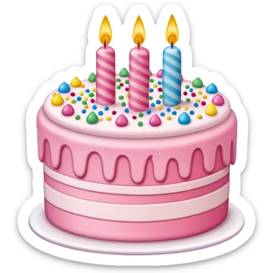 Make a pink birth day cake sticker