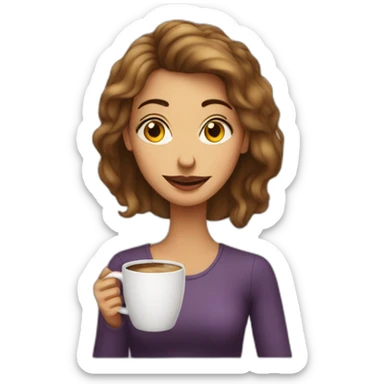 Cross eyed woman with coffee sticker