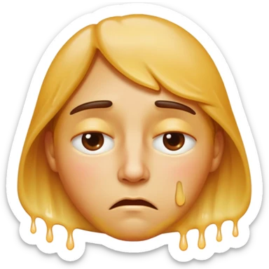 Apple-style emoji person inspired by the Apple melting face emoji (🫠), with a slightly drooping lower face due to heat, solid soft texture, annoyed and exhausted expression, raised eyebrow, unimpressed half-closed eyes, subtle sweat drops, consistent skin color, no dripping or glossy liquid effect sticker