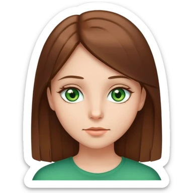 Brown straight hair girl with green eyes sticker