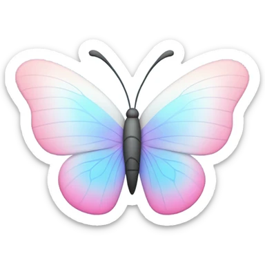 A butterfly but its wings are the colors of a trans flag sticker