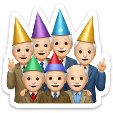 party hatted old men sticker