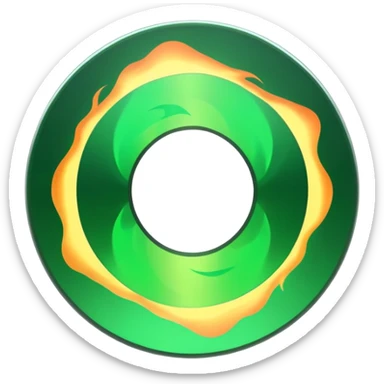 A minimalist CD disc with subtle green flames, glowing effect, variation 1 sticker