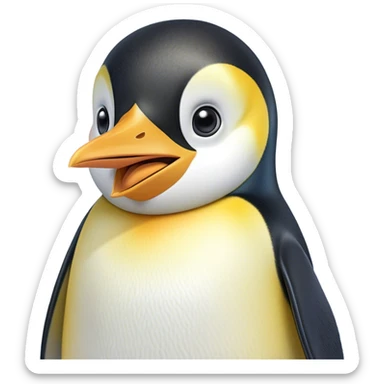 Cinematic Comical Emperor Penguin Portrait Emoji, Head tilted dramatically with an exaggeratedly shocked expression, featuring sleek, polished plumage with wide, comically expressive eyes filled with exaggerated disbelief, Simplified yet hilariously expressive features, highly detailed, glowing with a slightly sassy polar glow, high shine, dramatic yet playful, stylized with an air of cheeky arctic attitude, soft glowing outline, capturing the essence of a meme-worthy penguin that appears ready to side-eye its way into viral internet fame instantly! sticker