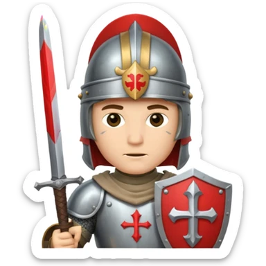 A crusader with full armor helmet  sticker