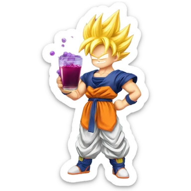 Super saiyan Goku pouring grape juice sticker