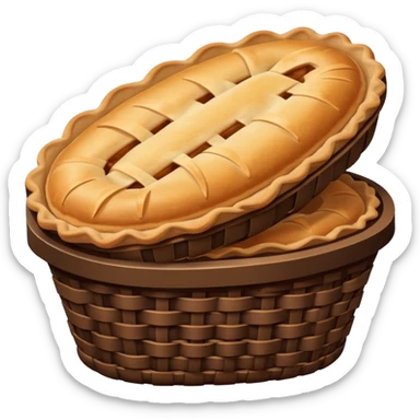 Dark Brown wicker basket with oval pies sticker